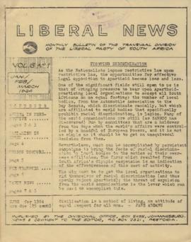 Liberal News: Transvaal division of the Liberal Party, Volume 6, Number 1 - Volume 6, Number 3