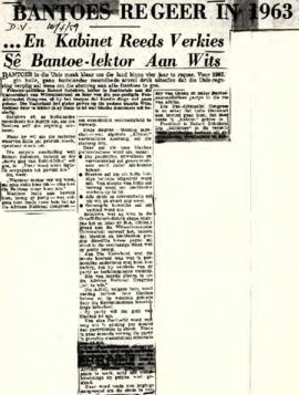 Die Vaderland: Die Vaderland: Bantoes regeer in 1963.. En Kabinet reeds verkies se Banto-lektor a...