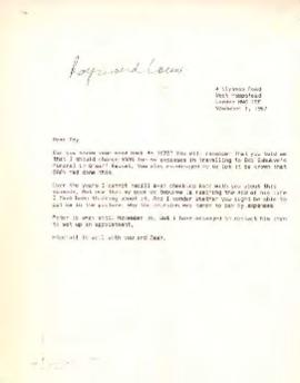 Benjamin Pogrund: Letter to Raymond Louw