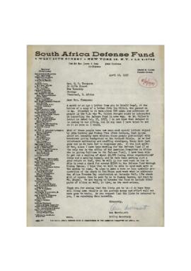 South Africa Defense Fund, New York
