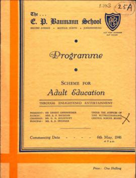 "Scheme for Adult Education" EP Baumann School, Johannesburg