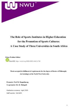 The role of sports institutes in higher education for the promotion of sports cultures: A case st...