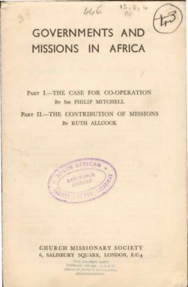 Mitchell and Allcock - 'Government Missions in Africa'