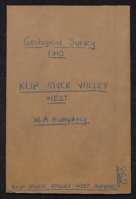 Geological Survey 1910 Klip River Valley West W.A. Humphrey