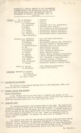 Documents relating to Johannesburg Planning Council for Non-European Social Welfare; Minutes; The...
