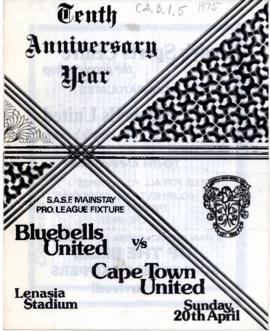 Match Programme of Bluebells versus Cape Town United