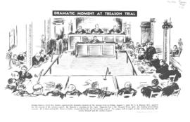 "Dramatic Moment at Treason Trial", Cartoon by R. Sumner