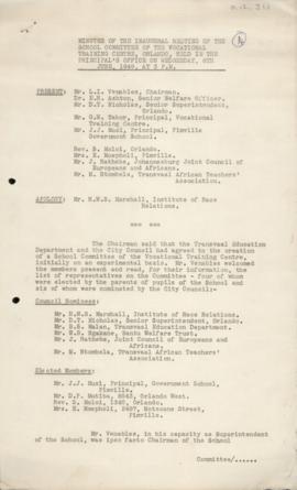 Minutes of Inaugural meeting, including Constitution and Annexures A-D