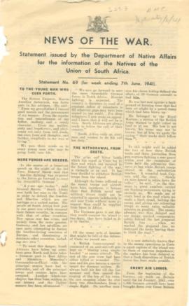 News of the War Department of Native Affairs