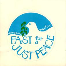 Fast for a just peace campaign pamphlets and stickers 