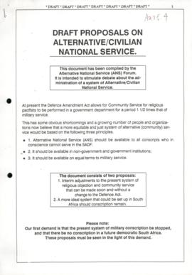 Draft proposals on Alternative/civilian national service 