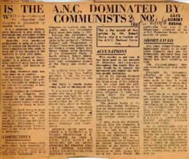 Robert Resha: Newspaper clipping: Post: Is the ANC dominated by Communists?