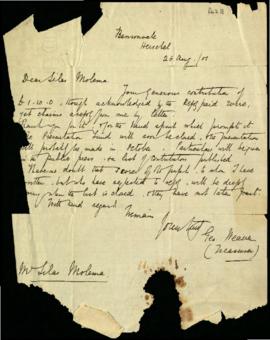 Letter addressed "Dear Silas Molema"