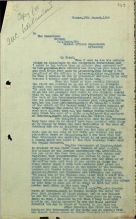 Letter from Kgolane outlining his grievances, 15 August 1902; and related correspondence by w.A. ...