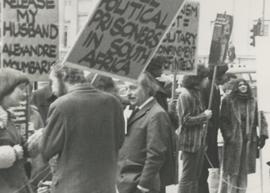 Demonstration for the 'Pretoria 6' outside South Africa House, London