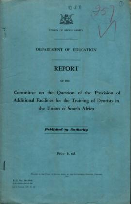 Union Govt., Dept. of Education - Report of a Commission investigating the Provision of Additiona...