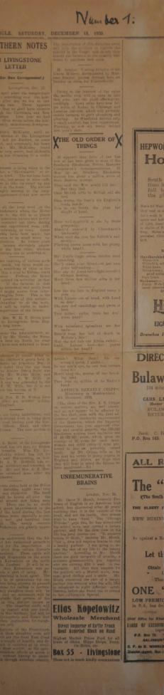 Press clippings on 'Native Affairs' 1920's. (Folio item)  2