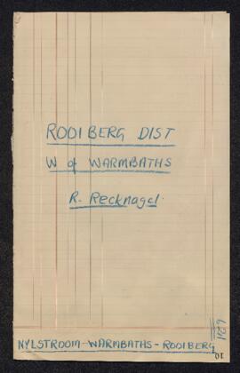 Rooiberg District - W. of Warmbaths - R. Recknagel