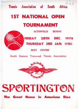 1st National Open Tennis Tournament, Benoni, 28 December 1979 - 3 January, 1980