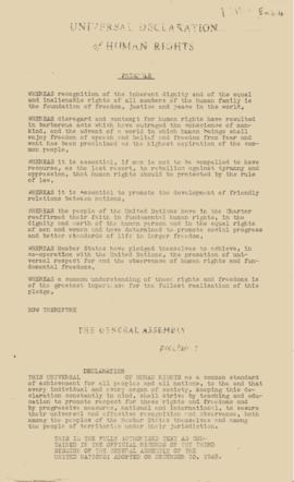 Universal Declaration of Human Rights adopted 10 December 1948 by the General Assembly of United ...