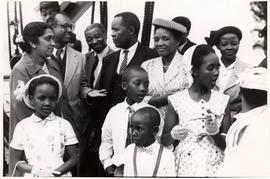 Prof. A Vilakazi and family boarding the ship, on their way to the USA