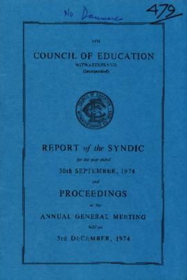 Council of Education: Report of the Syndic 1974