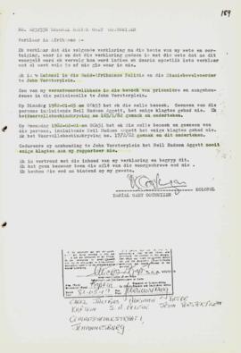 Affidavit by Colonel Daniel Gert Oosthuizen dated 9 March 1982