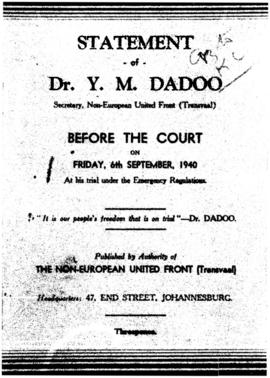 Statement of Dr Y M Dadoo Before the Court