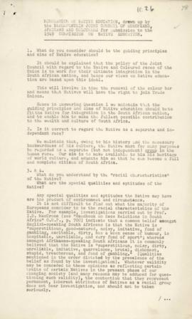 Memorandum on native Education, drawn up by the Bloemfontein Joint Council of Europeans, African ...