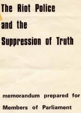 Memorandum prepared by Rev DPH Russell, April 1977, concerns riot police activities