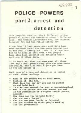 Police power, Part 2: arrest and detention