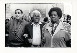 Walter and Albertina Sisulu, Ronnie Kasrils during ANC march protesting the Natal violence, Johan...