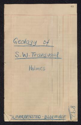 Geology of S.W. Transvaal - Holmes