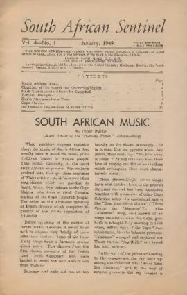 South African Sentinel, newsletter, Volume 4, Number 1 and Volume 4, Number 4