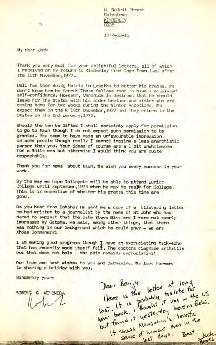 Robert and Veronica Sobukwe: Letter to Jack with copy with note from Jack Purves