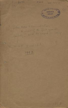 Paper by Dr. W.W.M. Eiselen, Secretary, Native Affairs