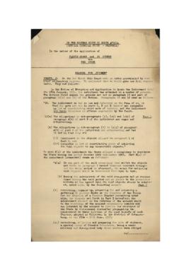 Reasons for judgement, March 1959, Regarding rejection of defence motion