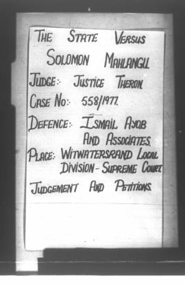 State vs Solomon Mahlangu, Judgment and Petitions