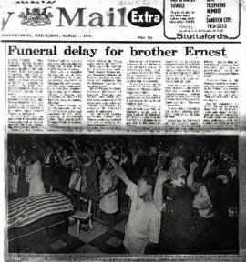 Rand Daily Mail: Funeral delay for brother Ernest