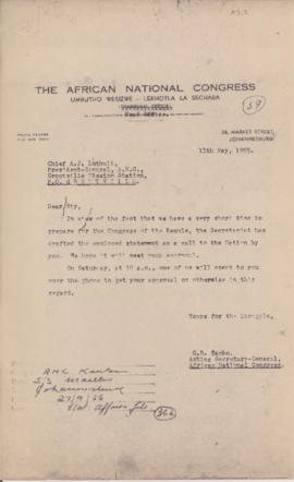 Letter from O.R. Tambo