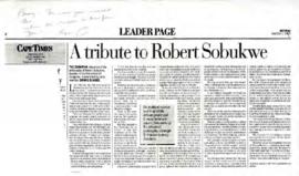 Cape Times: A tribute to Robert Sobukwe