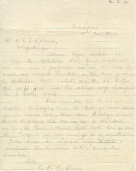 Letter addressed "Mr R S T Molema"