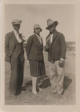 Group taken at Barkly West Show, 1930 August 4. Centre: Violet Plaatje. Right: Halley Plaatje. In...