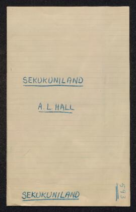 Sekukuniland - A.L. Hall