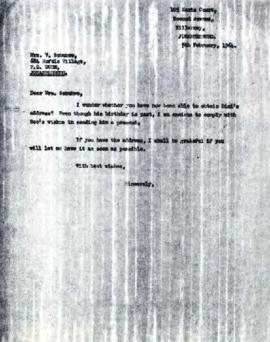 Benjamin Pogrund: Letter to Mrs V. Sobukwe from Pogrund 5 February 1964