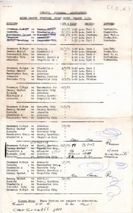Super League Fixtures First Round Season 1975 of Lenasia Football