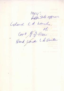Benjamin Pogrund: Note dated 1964 and lists three Robben Island Officials