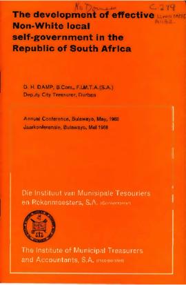I.M.T.A.: The Development of Effective Non-White Local Self-government in the Republic of South A...