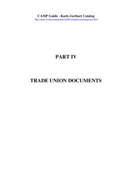 PART IV - Trade Union Documents