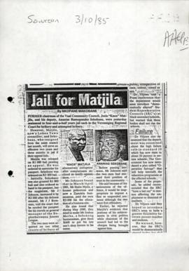 Article (Sowetan) re jailing of Vaal Community Council members